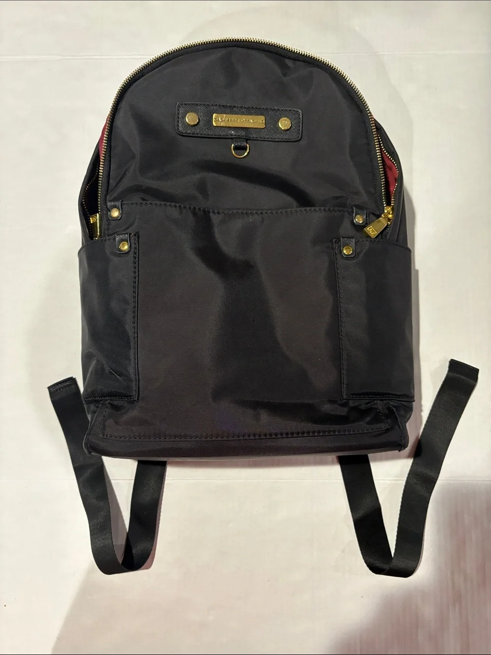Adrienne Vittadini Black Backpack with Gold Hardware